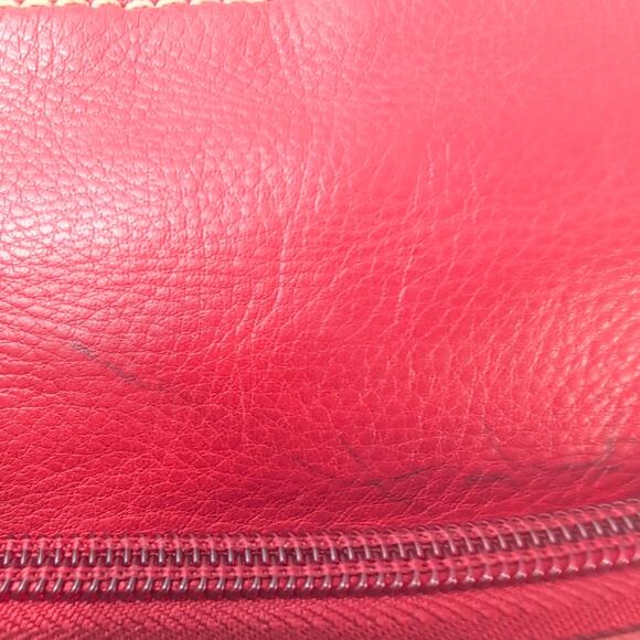 Vintage Fossil Pebbled Red Genuine Leather Crossbody Messenger Bag 75082 - Picture 5 of 14